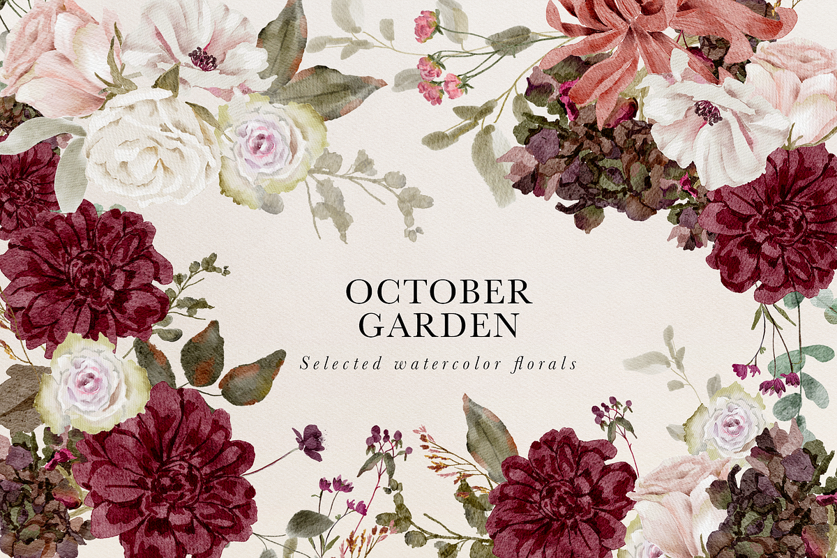 Burgundy & Blush Watercolor Florals, a Decorative Illustration by Grace Noboa Illustrations (Photo 1 of 13)