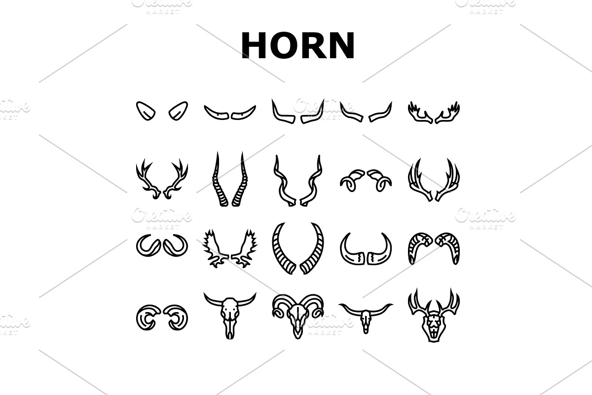 horn animal wildlife nature icons, an Animal Illustration by pikepicture