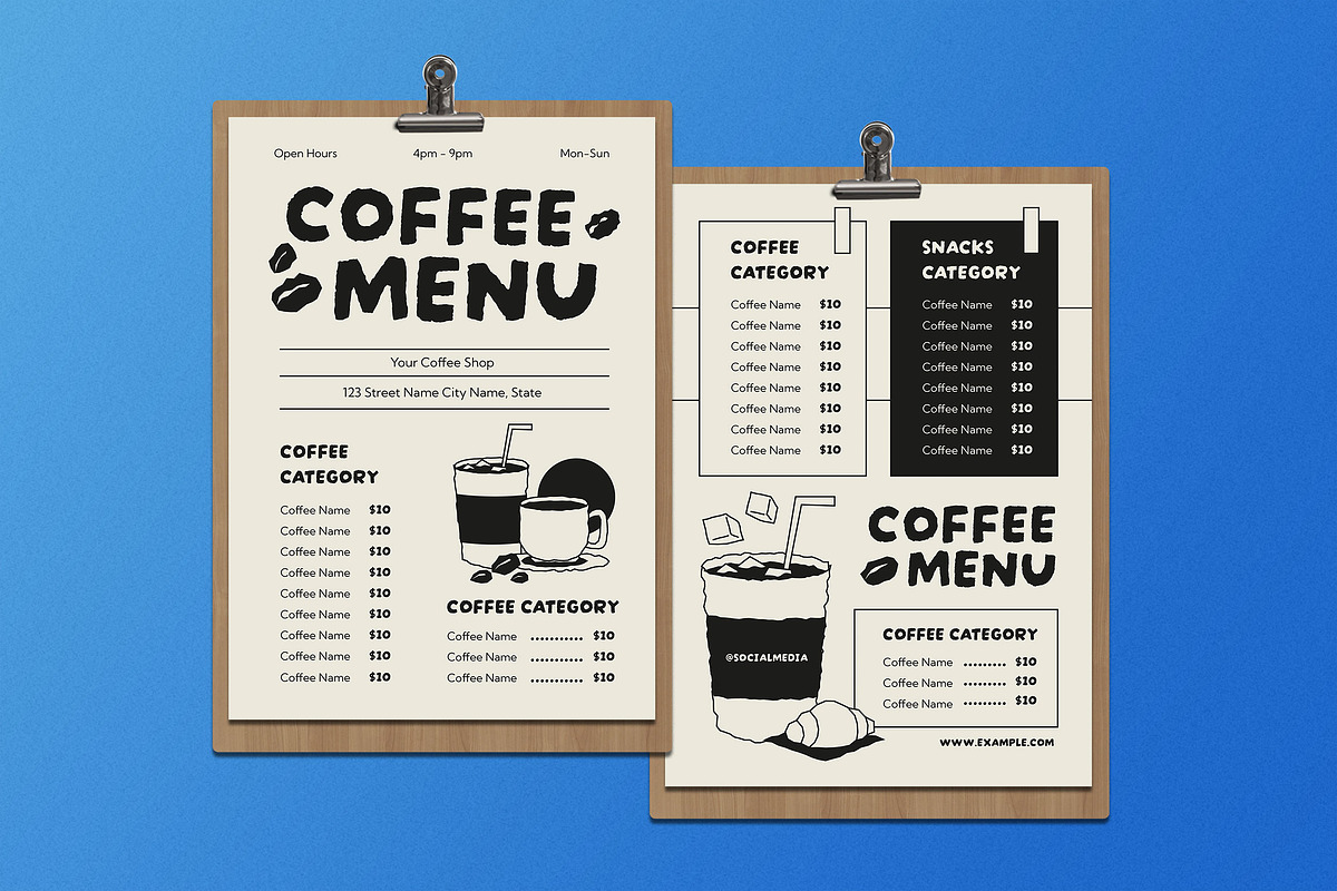 Cream Indie Coffee Cafe Menu, a Flyer Template by Aiyari Graphic (Photo 1 of 3)