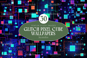 30 Glitch Pixel Cube Wallpapers, a Wallpaper Graphic by Incomelion