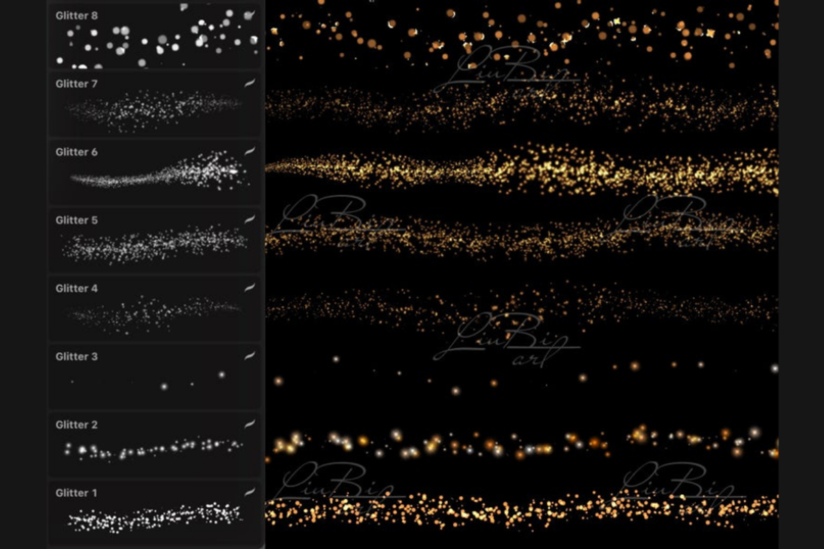 24 Procreate Glitter Brushes Set, a Brush Add-On by LiuBi Art (Photo 2 of 4)