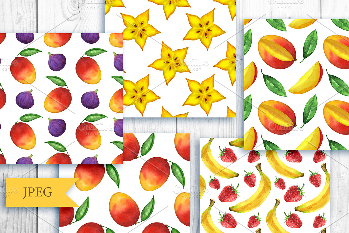 Fruits and berries seamless patterns, a Pattern Graphic by Color_Brush (Photo 4 of 7)
