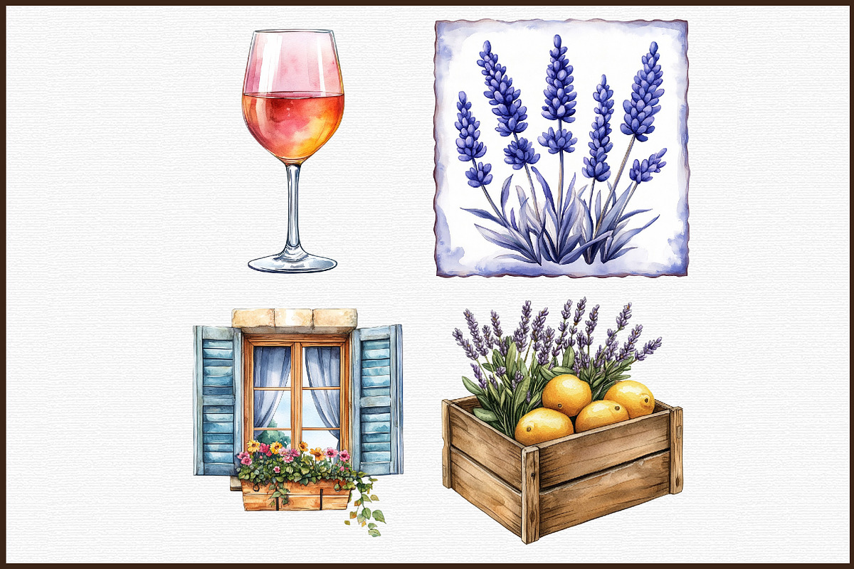 Watercolor Summer in Provence Clipar, an Illustration by Sublimation Artist (Photo 3 of 6)