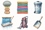 Watercolor Housekeeping Clipart, an Illustration by OK Design (Thumbnail 3 of 5)