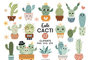 Cute cactus clipart, a Seasonal Illustration by JulzaArt (Thumbnail 1 of 6)