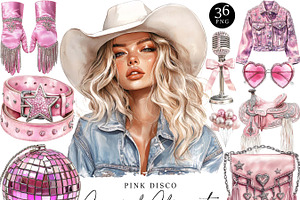 Pink Disco Cowgirl Clipart, a Person Illustration by Design Scotch