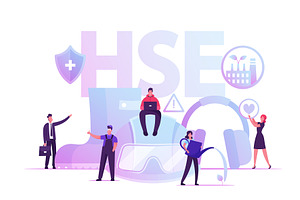 HSE Concept. Tiny Male and Female