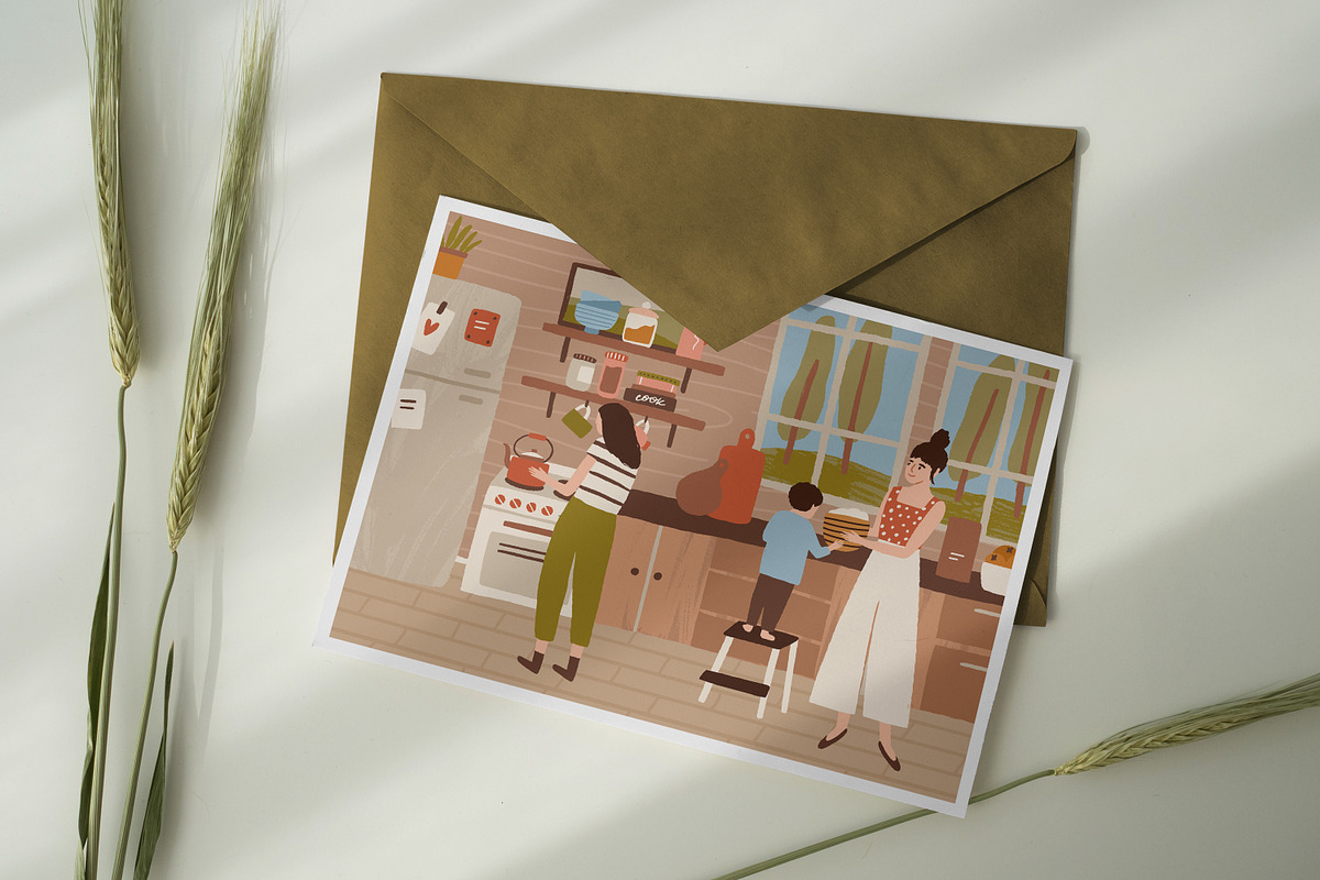 Family in kitchen, home scene, a Person Illustration by Good Studio (Photo 3 of 3)