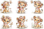 Baby Lion With Butterfly Clipart, an Illustration by CraftArtStudio (Thumbnail 2 of 6)