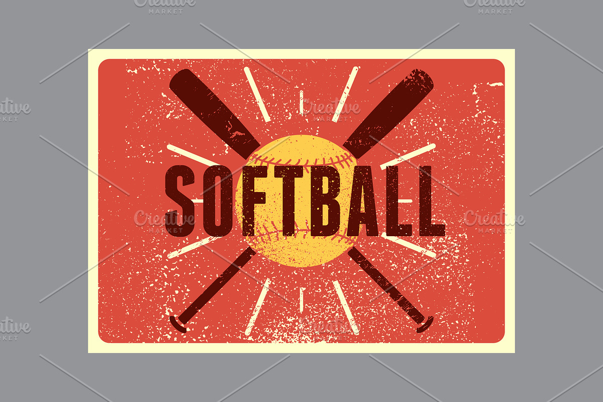Softball vector poster set., a Sport Illustration by PoPaShop (Photo 8 of 8)