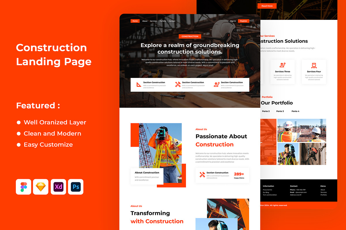 Construction Landing Page, an UI Kit Template by ENATIVE (Photo 1 of 4)