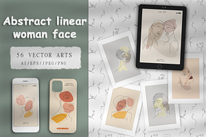 Abstract linear woman face