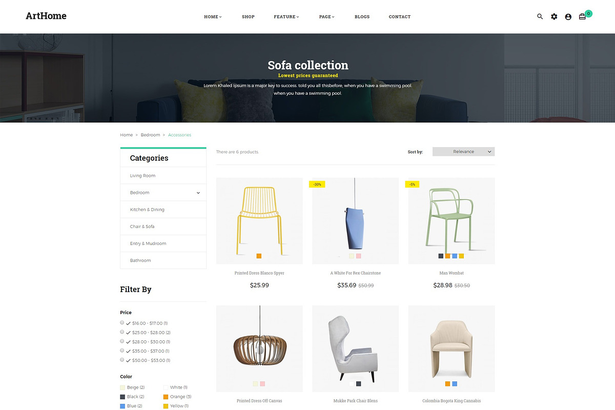 Pts Arthome – Modern Furniture, a Bootstrap Template by Prestabrain (Photo 5 of 6)