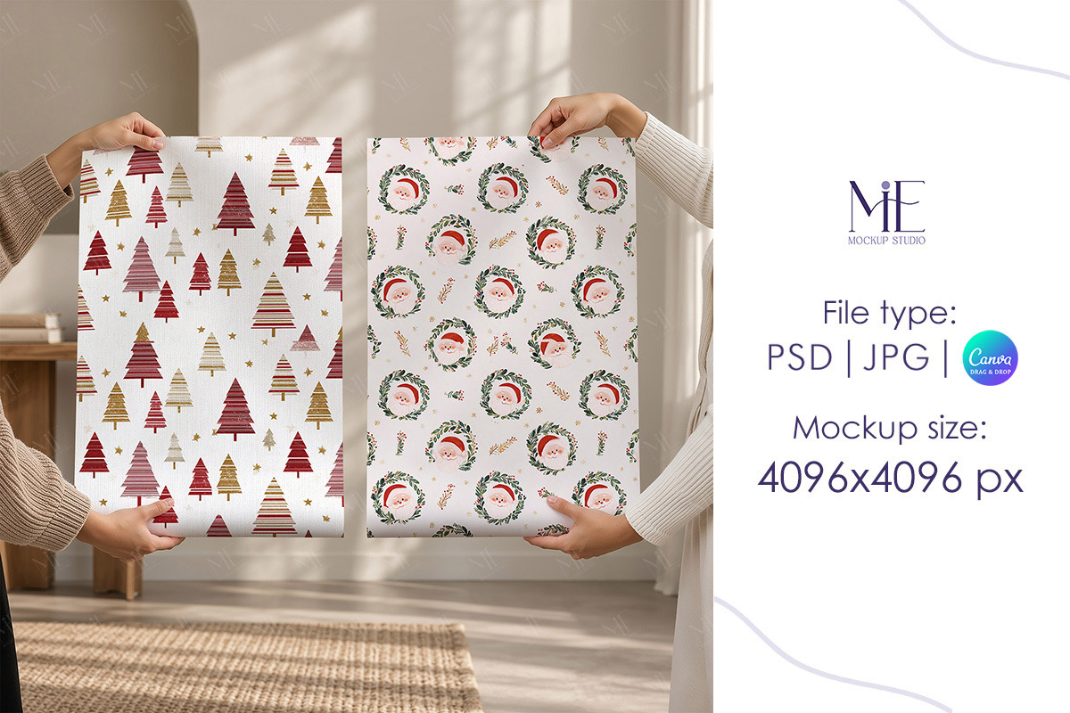 Gift Wrapping Paper Mockup Wallpaper, a Packaging Mockup by Mie Mockup Studio (Photo 5 of 8)