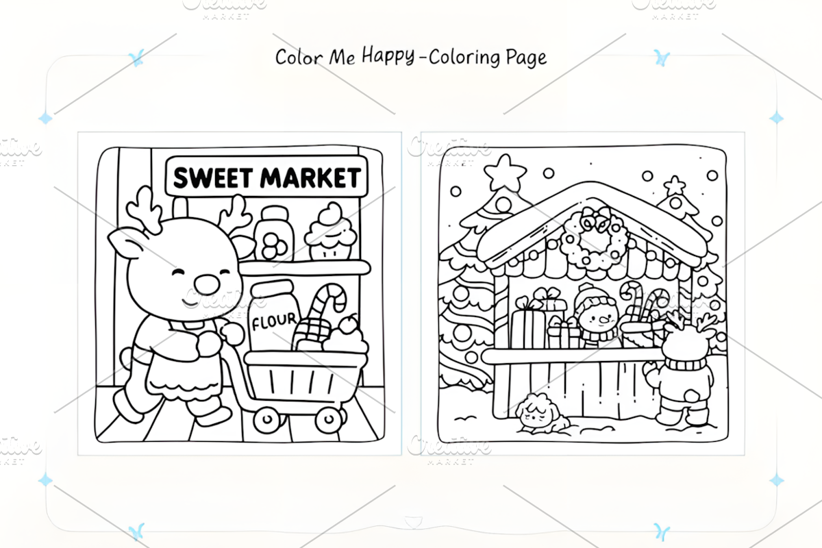 Merry Christmas Coloring Pages, a Decorative Illustration by Coco Bloom (Photo 4 of 4)