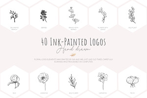 Hand Drawn Floral Logo Elements