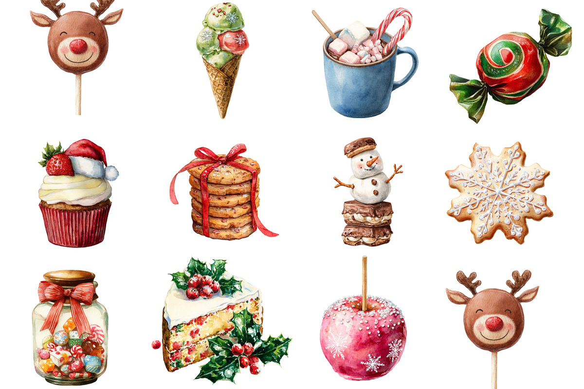 Sweet Christmas Clipart Bundle PNG, an Illustration by Designking (Photo 3 of 4)