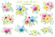 Bright watercolor flowers clipart, an Object Graphic by rosypatterns (Thumbnail 2 of 5)