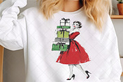 Vintage Christmas Lady Clipart, an Illustration by SinaCreation (Thumbnail 4 of 7)