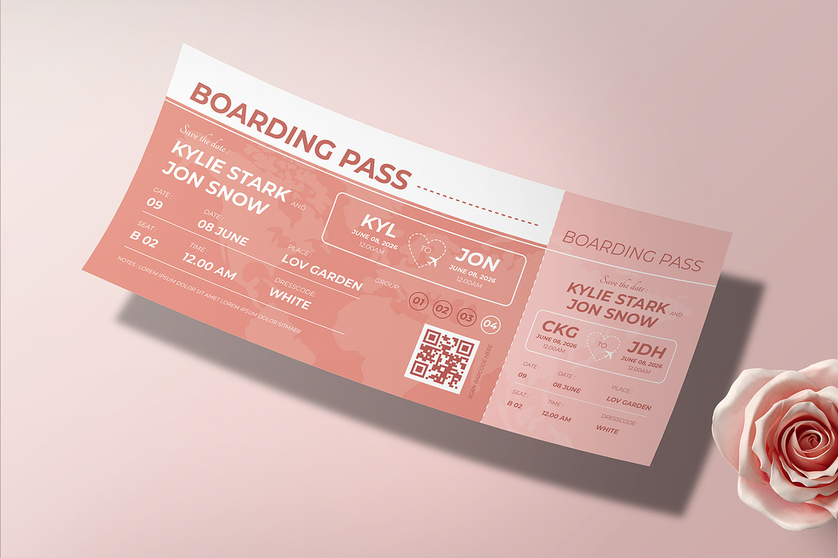 Boarding Pass Wedding Invitation, a Card Template by Aarley Kaiven (Photo 3 of 5)