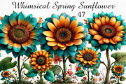 Whimsical Spring Sunflower Clipart, an Illustration by Craft Nest (Thumbnail 1 of 11)