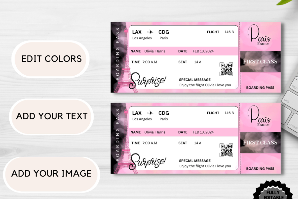Editable Boarding Pass Template, a Card Template by YasdeyDesigns (Photo 7 of 7)