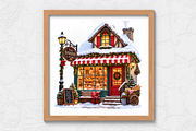 Winter Shop Buildings Clipart Bundle, an Object Graphic by FiveStarCrafting (Thumbnail 5 of 13)