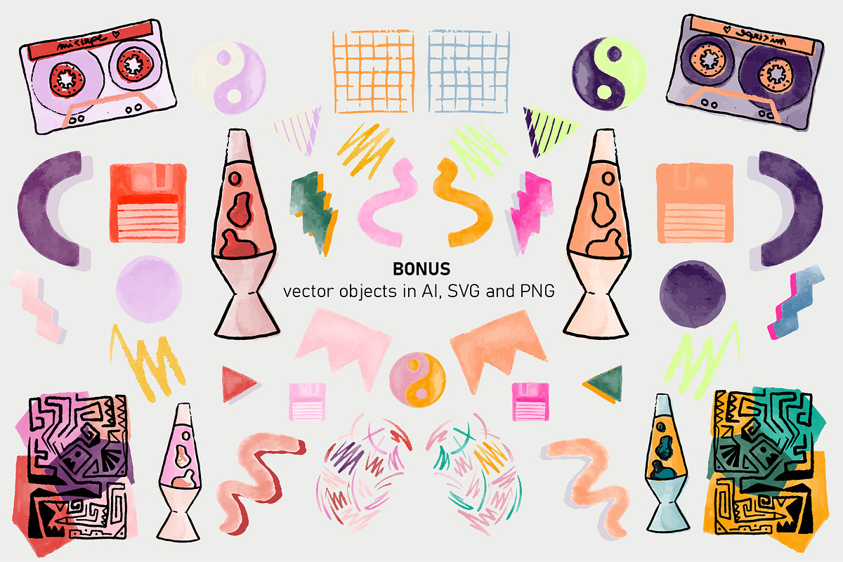 1990s Nostalgic Vector Patterns, a Pattern Graphic by angelainthefields (Photo 9 of 9)