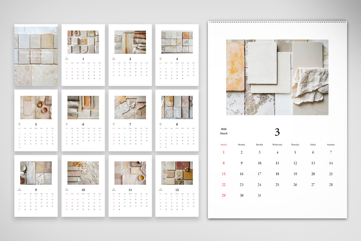 Minimalist Stone 2026 Calendar, a Print Template by McLittle Stock (Photo 6 of 6)
