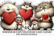 Whimsical Cats Valentine's Day PNG, an Illustration by Craft Nest (Thumbnail 1 of 5)