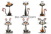 Quirky Christmas Cat Clipart, an Illustration by Craft Nest (Thumbnail 7 of 13)