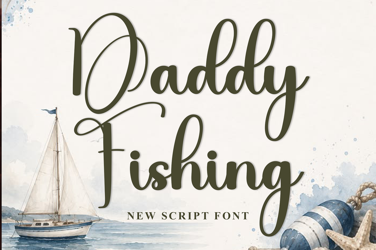 Daddy Fishing, a Handwritten Font by FreshTypeINK (Photo 1 of 5)