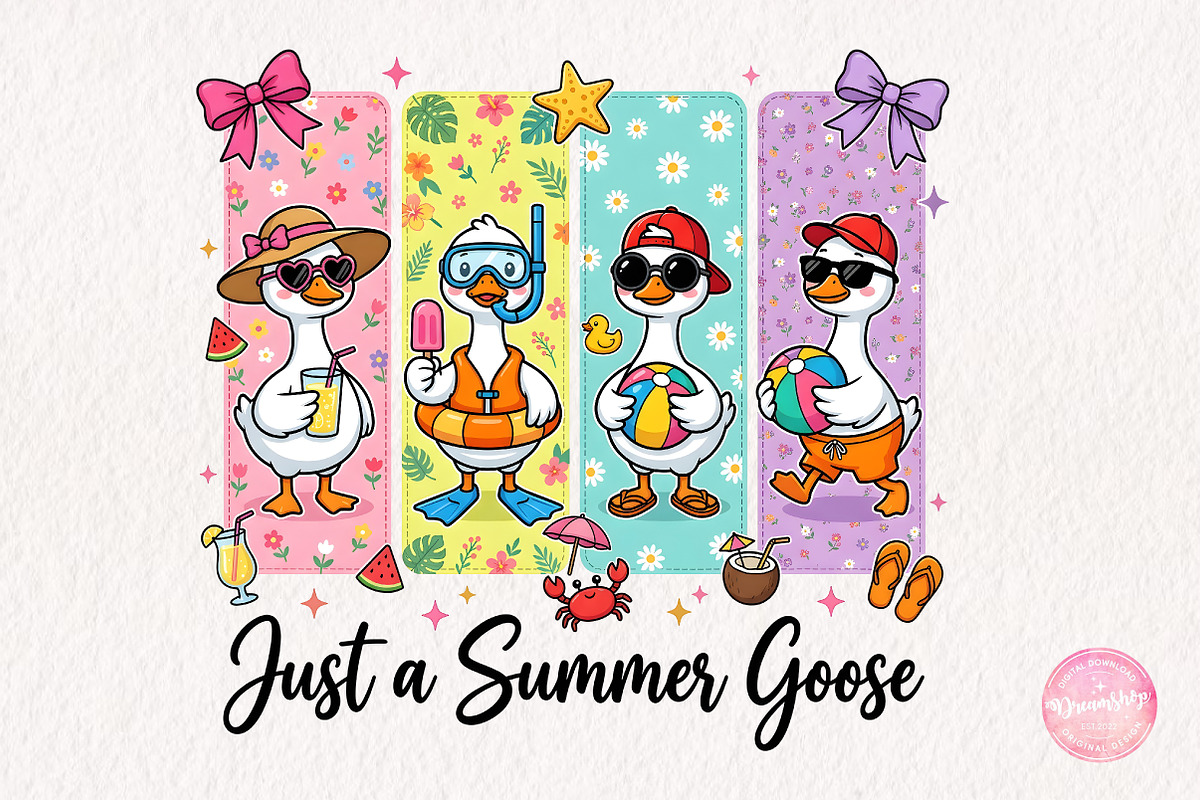 Just A Silly Goose Summer PNG, an Illustration by CreationArt (Photo 1 of 5)