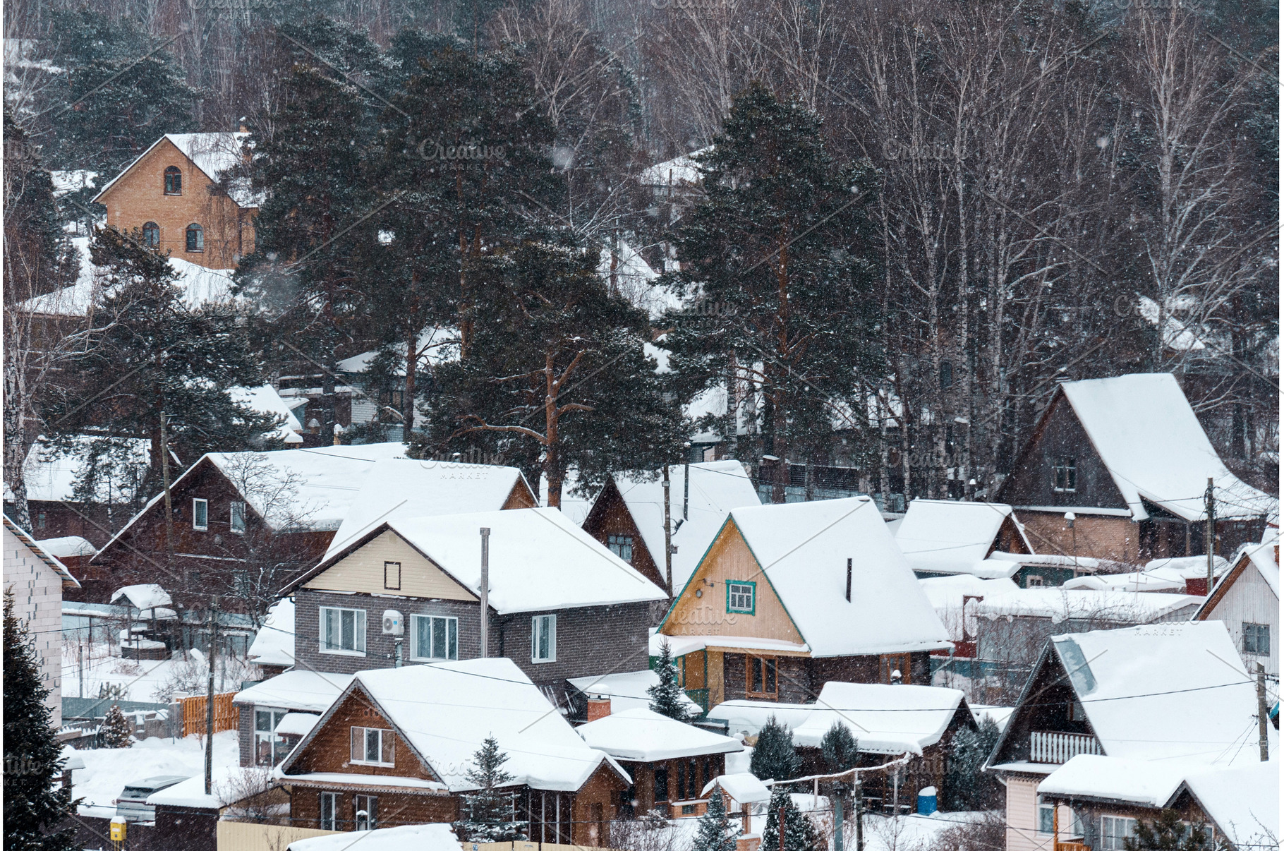Snow blankets a tranquil village as, a Nature Photo by darksoul72