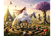 Women on a Unicorn, a Person Illustration by Sharon Schwalbe (Thumbnail 2 of 2)