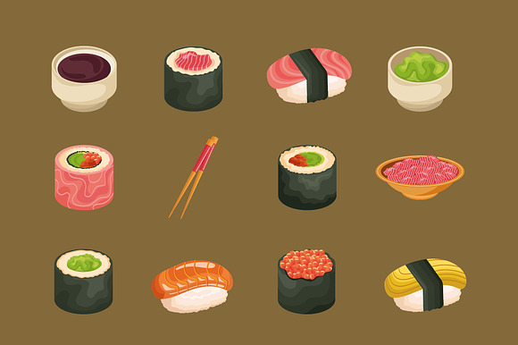 Sushi Food Illustration Set preview 2