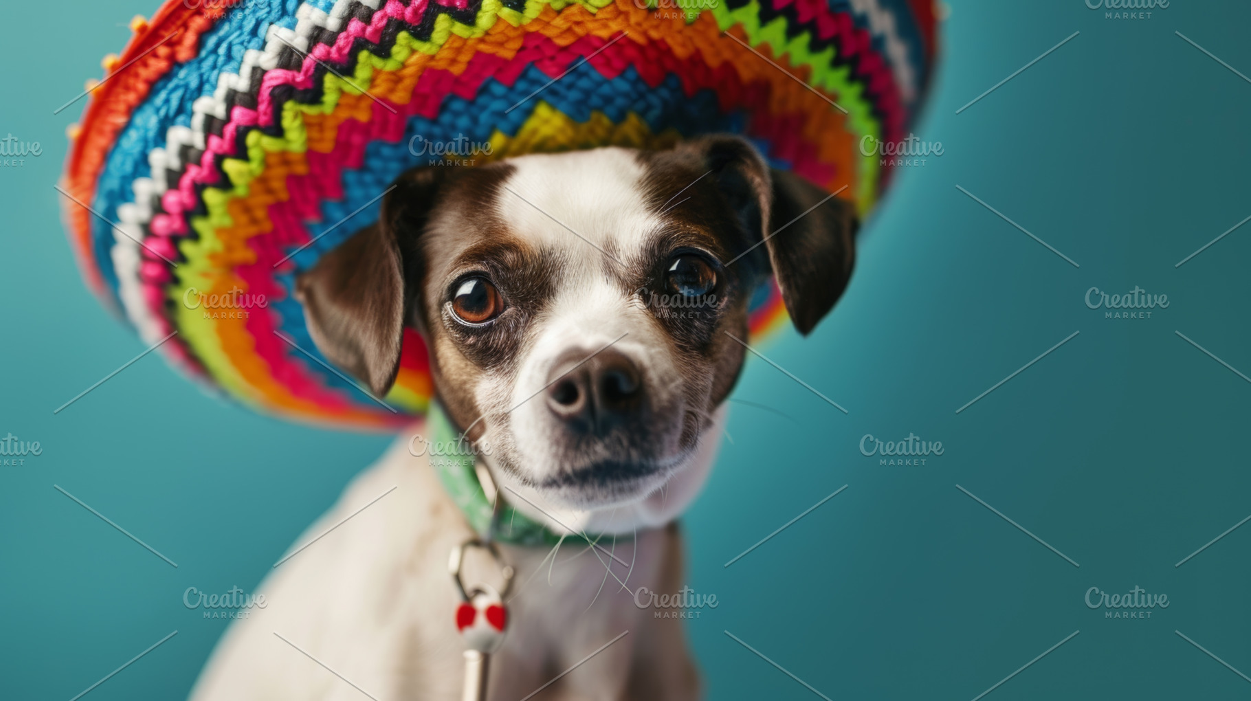 Cute Dogs in Colorful Sombreros, an Abstract Photo by Natalia Klenova's Shop