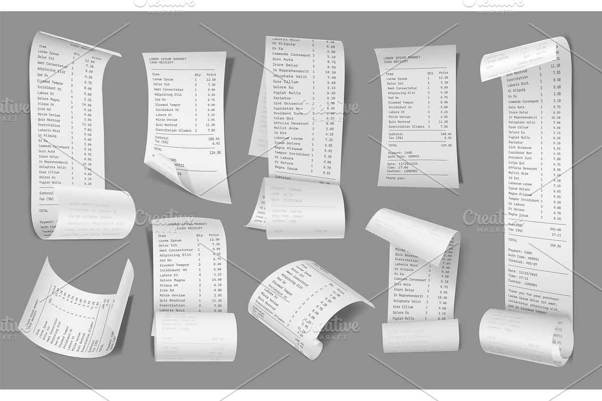 Paper receipt realistic template, a Finance Illustration by Frogella