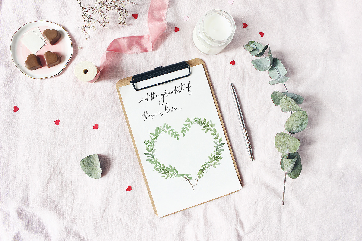 Valentine's Day Greenery Wreath, an Illustration by DailyMiracleDigitals,LLC (Photo 6 of 6)