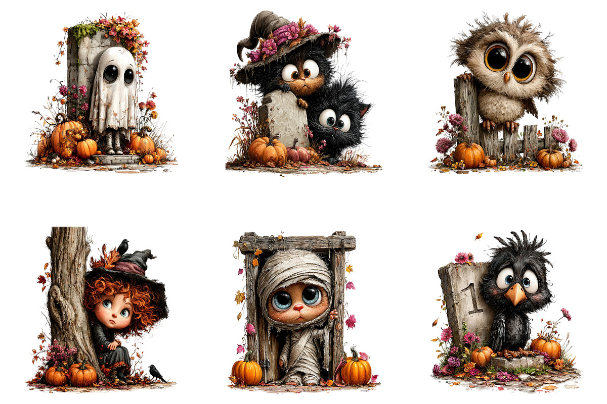 Peeking Halloween Clipart Bundle, a Seasonal Illustration by CreationArt (Photo 5 of 6)