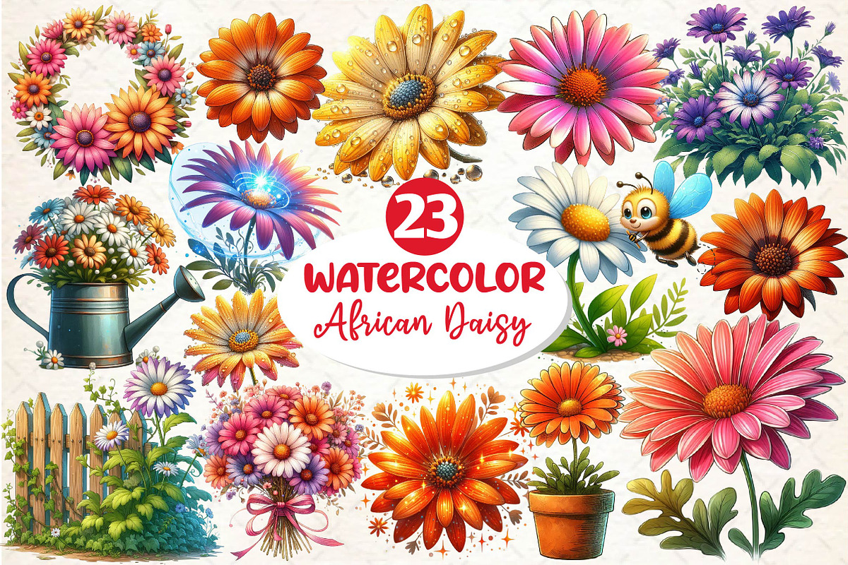 African Daisy Flower Bloom Clipart, an Illustration by Dream Creation (Photo 1 of 5)