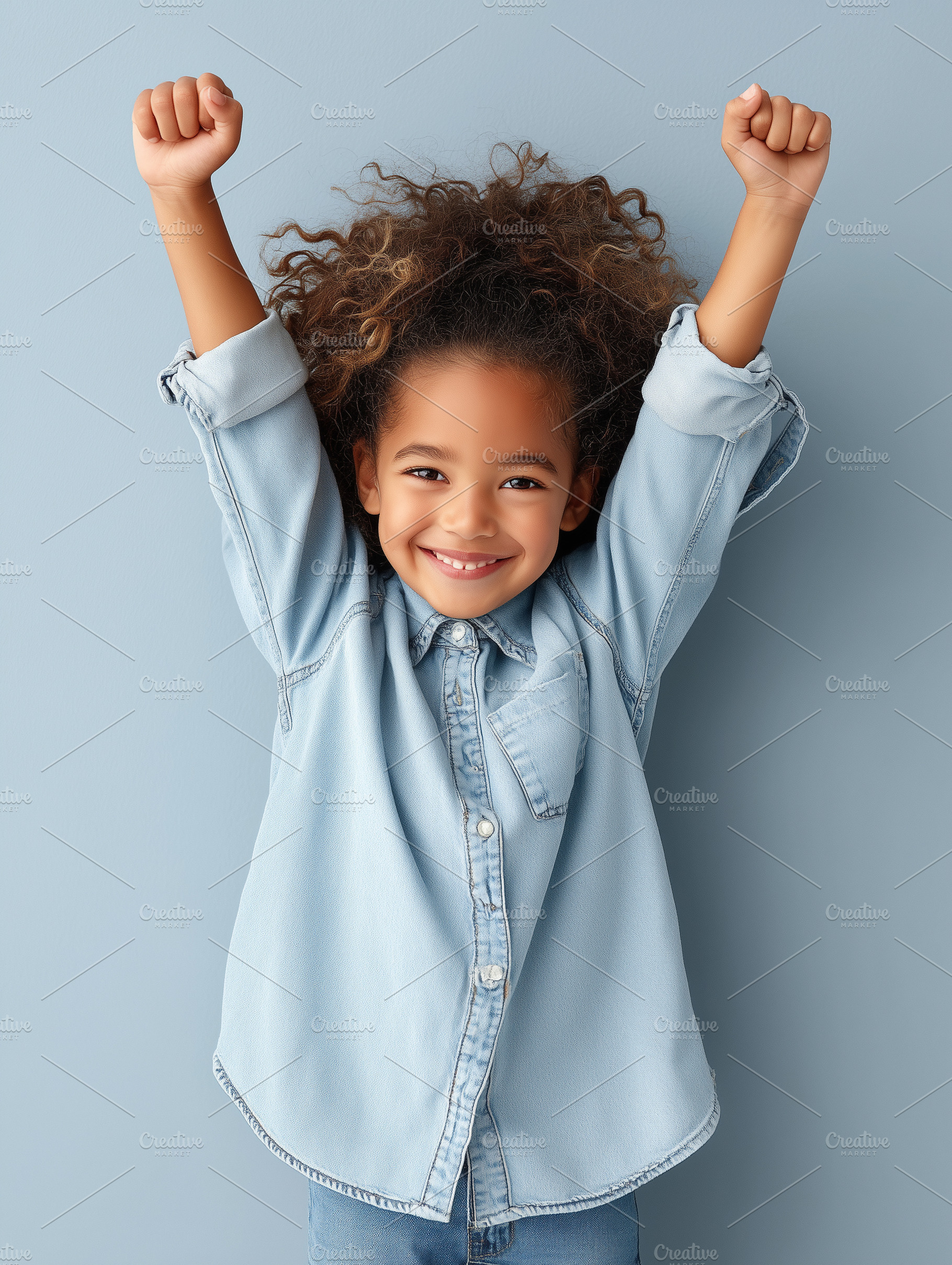 Happy smiling girl with curly hair, a Person Photo by MistyDay