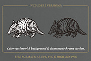 Retro illustration of an armadillo, an Animal Illustration by lettett (Thumbnail 2 of 3)