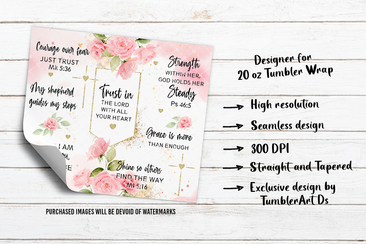 Floral Bible Verse Tumbler PNG, a Pattern Graphic by TumblerArtDS (Photo 3 of 3)