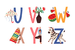 English Alphabet With Cute Graphic