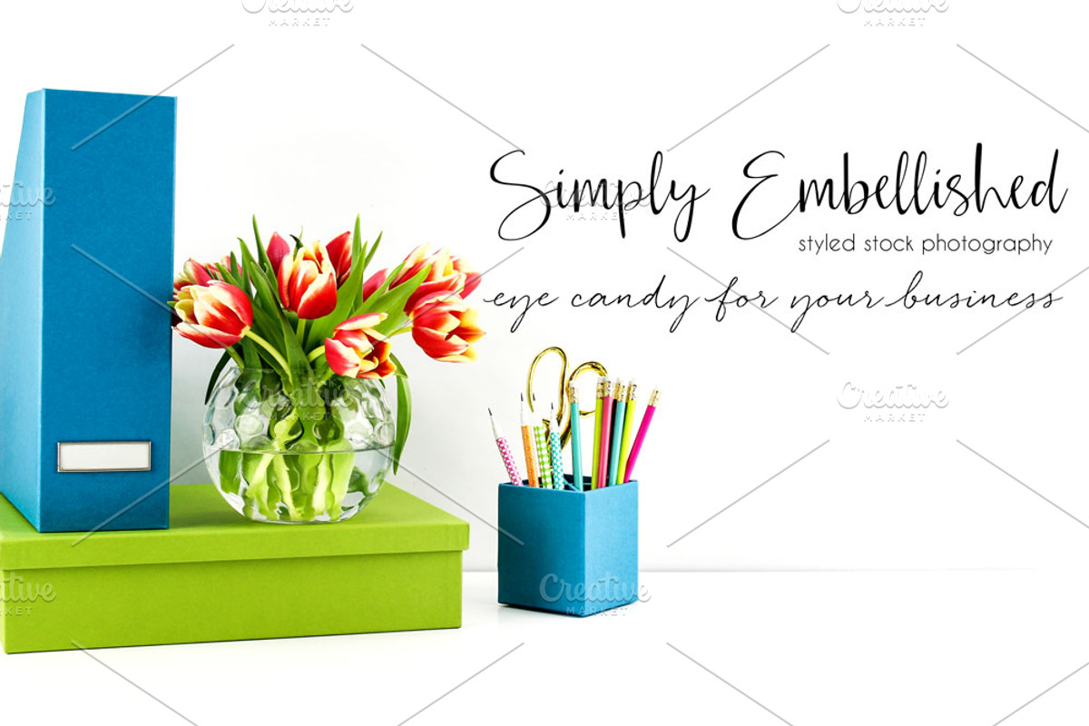 Styled Stock ~ Green/Blue Desktop, a Product Mockup by Simply Embellished