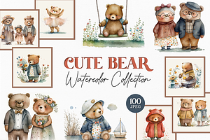 Cute Bears Watercolor Collection