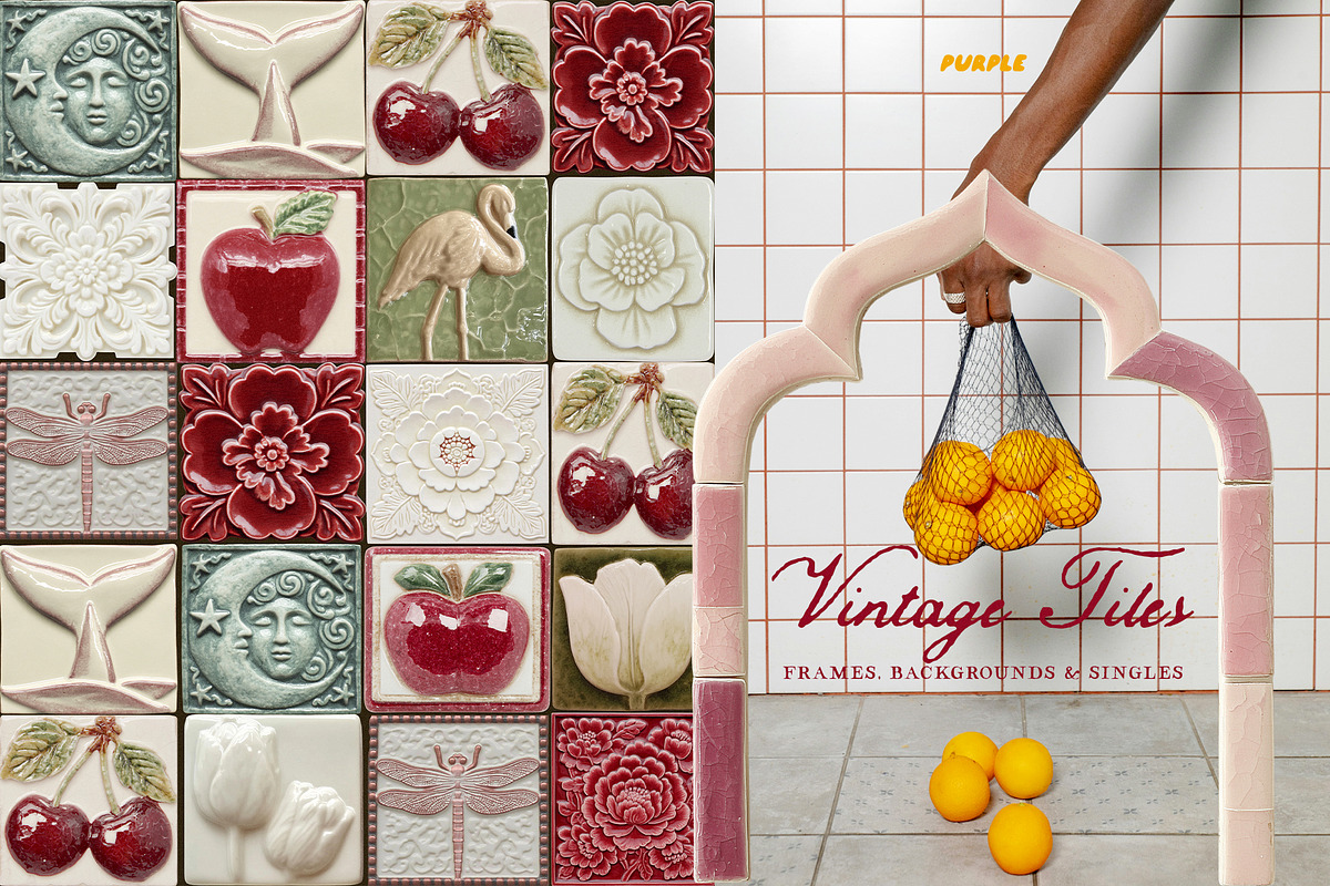 Vintage Tiles: Frames, Backgrounds, an Object Graphic by Purple (Photo 2 of 12)
