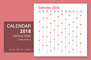 Calendar 2018 Vertical Design, a Stationery Template by WORAKAMON Design Studio (Thumbnail 1 of 3)