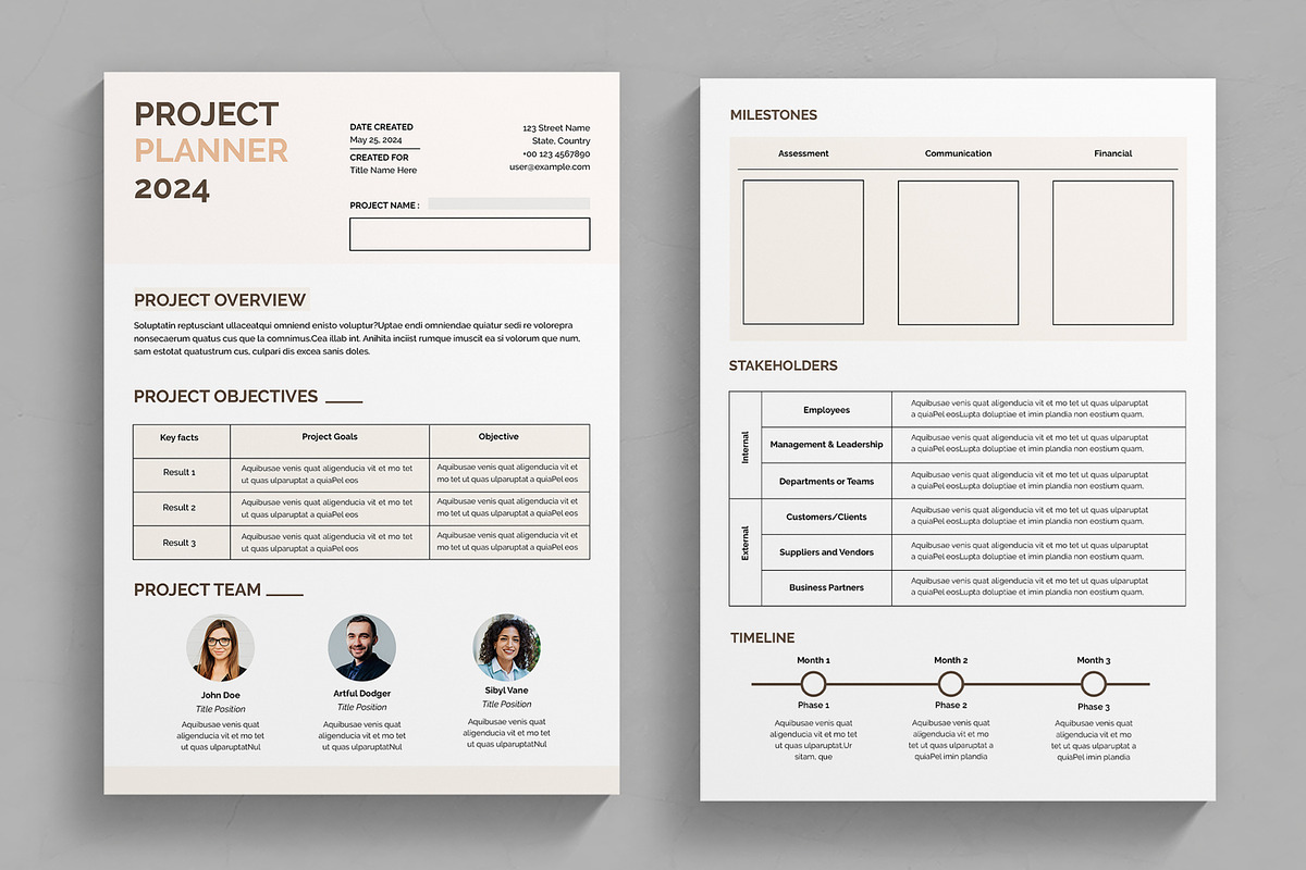 Project Planner Template, a Stationery Template by MightyDesign (Photo 1 of 10)